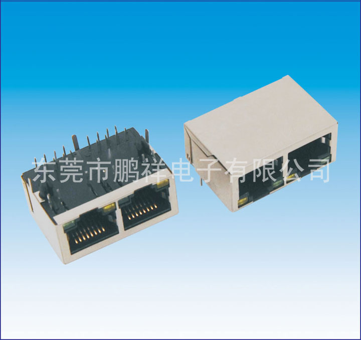 RJ45系列，1X2&nbsp;雙口內(nèi)置變壓器RJ4